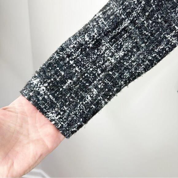 Banana Republic Short Black White Boucle Tweed Boucle Zip Front Lady Jacket Sz 2 - Picture 9 of 15